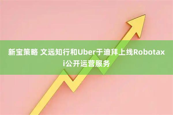新宝策略 文远知行和Uber于迪拜上线Robotaxi公开运营服务