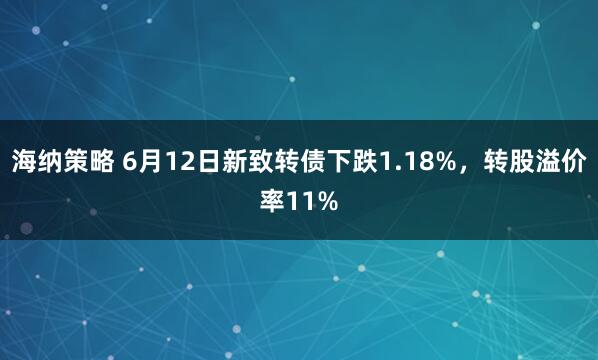 海纳策略 6月12日新致转债下跌1.18%，转股溢价率11%
